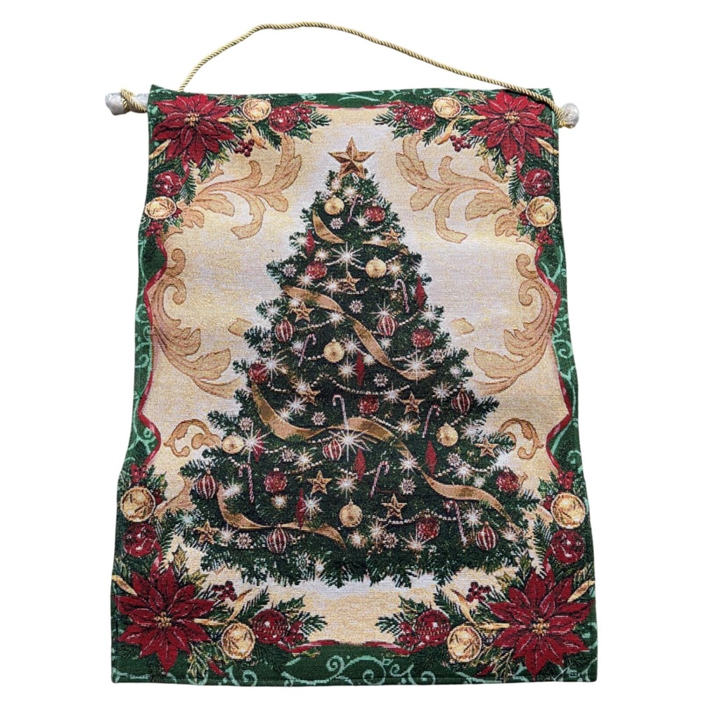 Collections Etc Christmas Tree Tapestry Wall Hanging‎ 19"x26" Holiday Decor
